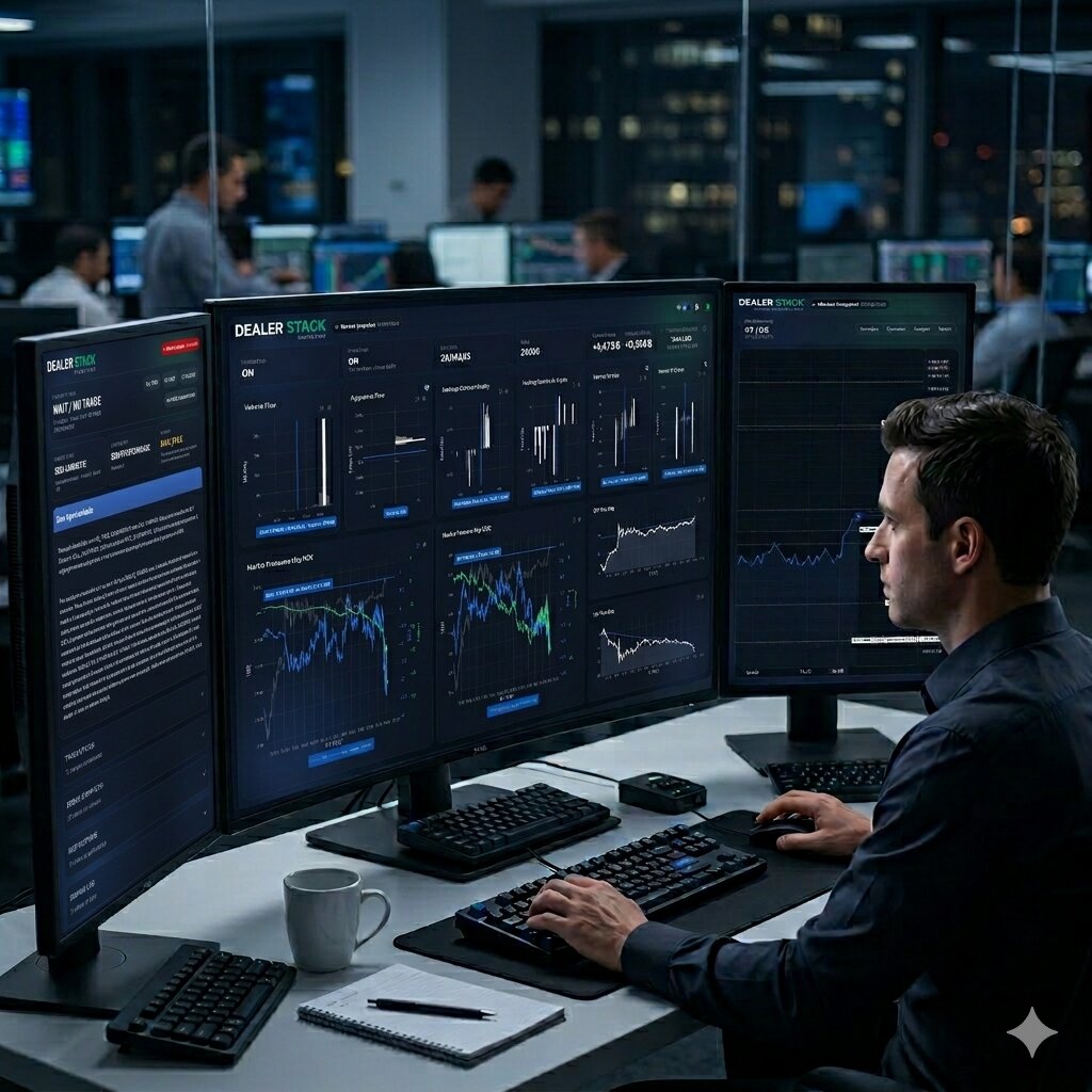 Interface Profissional Dealer Stack - Monitoramento de Fluxo em Tempo Real